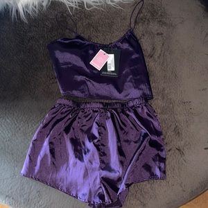 Purple Satin Pajama Set